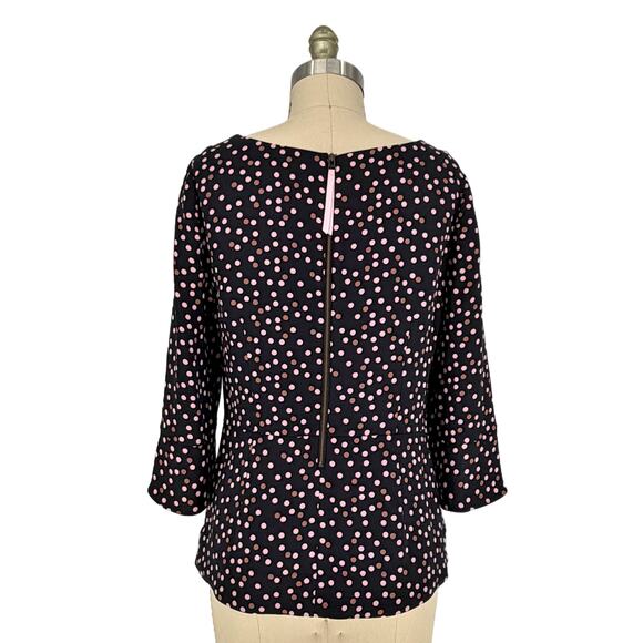 Boden Delia Top size US 6 UK 10 Black Pink Polka Dots Stretch Knit - Picture 8 of 14